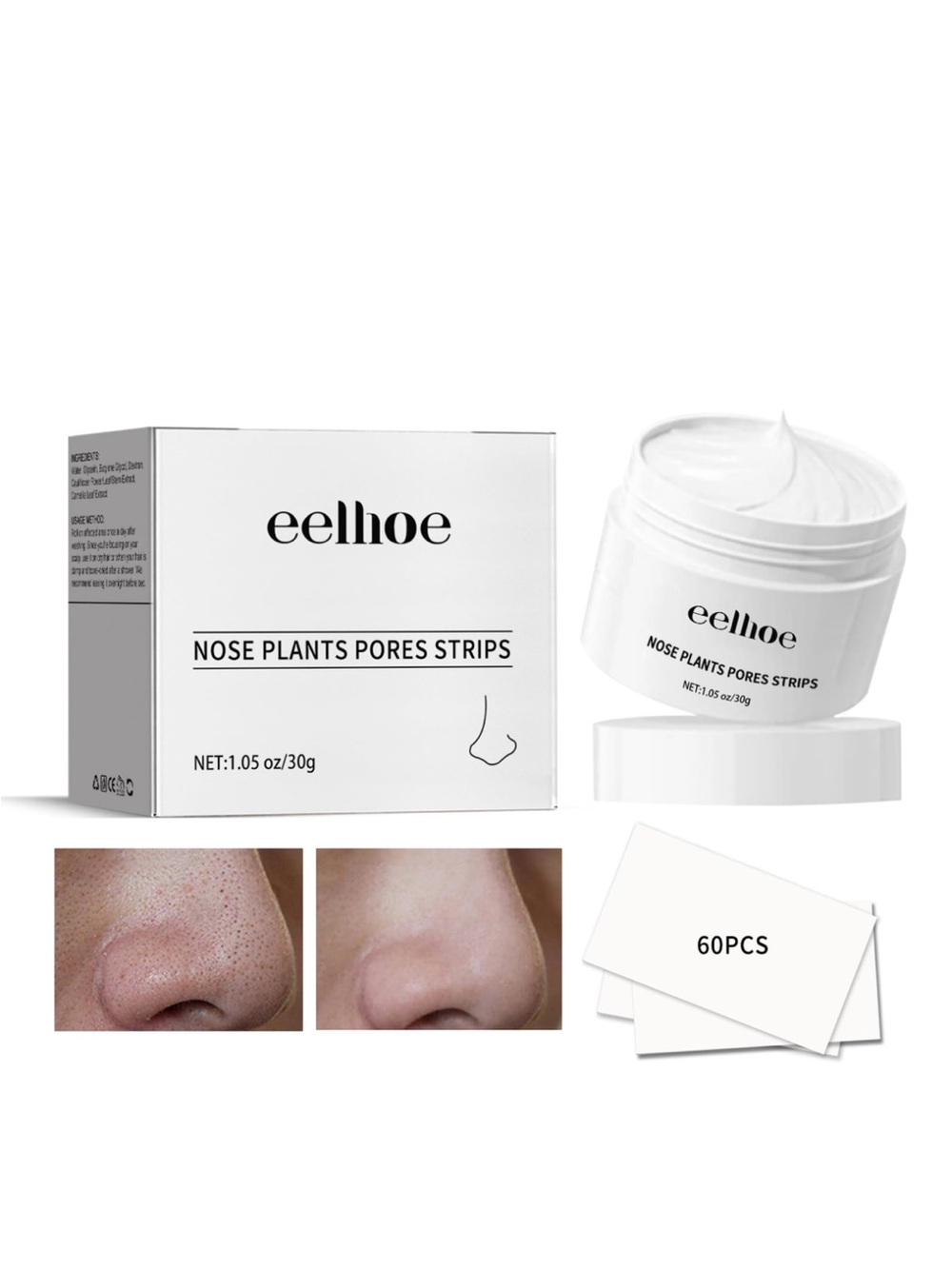 EELHOE Nose Plants Pore Strips & Blackhead Remover Mask Kit. NIP